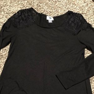 Lace Shoulder Long Sleeve Shirt